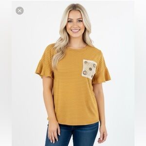 Hem & Thread mustard color striped boho top new with tags size large